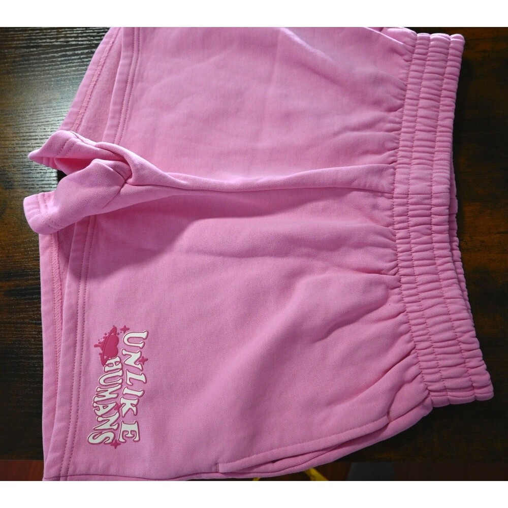 Unlike Humans Pink Sweat Shorts Women’s M Elastic Waist Lounge Casual - Picture 5 of 10